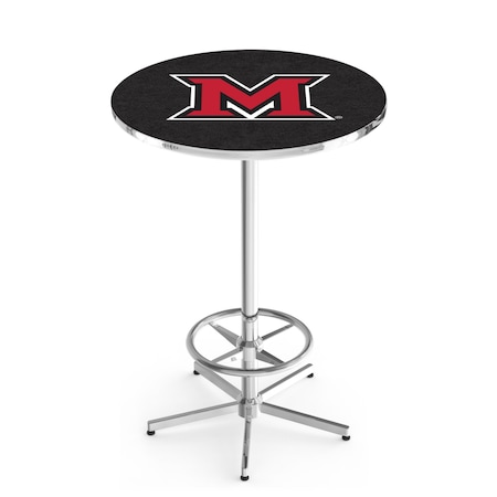 Holland Bar Stool Co 42" Chrome Miami (OH) Pub Table, 36" dia. Top L216C4236Mia-OH